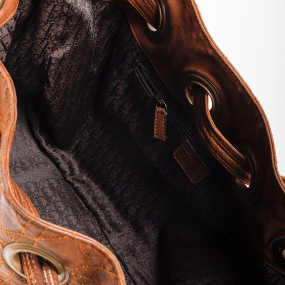 Christian Dior Cannage Brown Leather Bucket Bag - Picture 9 of 11